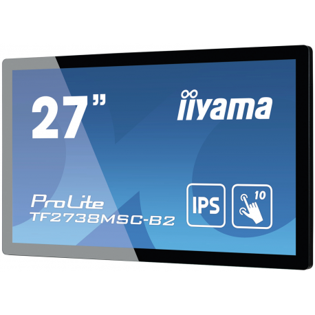 iiyama ProLite TF2738MSC-B2 - LED monitor - 27" - open frame - touchscreen - 1920 x 1080 Full HD (1080p) @ 60 Hz - A-MVA+ - 300 cd / m² - 3000:1 - 5 ms - HDMI, DVI, DisplayPort - speakers - black - 2