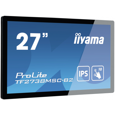 iiyama ProLite TF2738MSC-B2 - LED monitor - 27" - open frame - touchscreen - 1920 x 1080 Full HD (1080p) @ 60 Hz - A-MVA+ - 300 cd / m² - 3000:1 - 5 ms - HDMI, DVI, DisplayPort - speakers - black - 4