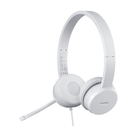 Lenovo 110 - Headset - on-ear - wired - USB-A - cloud grey - CRU - for ThinkCentre M70q Gen 2; ThinkPad E14 Gen 4; E15 Gen 4; ThinkStation P360; V15 - 0