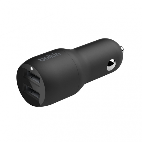 Belkin BOOST CHARGE Dual Charger - Car power adapter - 24 Watt - 4.8 A - 2 output connectors (USB) - on cable: Lightning - black - 5