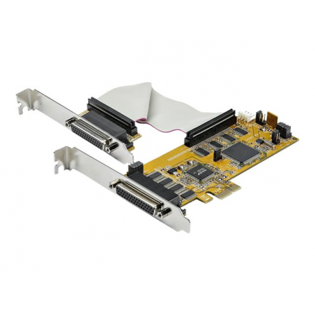 StarTech.com 8-Port PCI Express RS232 Serial Adapter Card, PCIe RS232 Serial Card, 16C1050 UART, Low Profile Serial DB9 Controller/Expansion Card, 15kV ESD Protection, Windows/Linux - Full Profile Bracket Incl (PEX8S1050LP) - Serial adapter - PCIe low profile - RS-232 x 8 - yellow - TAA Compliant - 1