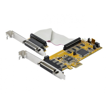 StarTech.com 8-Port PCI Express RS232 Serial Adapter Card, PCIe RS232 Serial Card, 16C1050 UART, Low Profile Serial DB9 Controller/Expansion Card, 15kV ESD Protection, Windows/Linux - Full Profile Bracket Incl (PEX8S1050LP) - Serial adapter - PCIe low profile - RS-232 x 8 - yellow - TAA Compliant - 3
