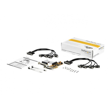 StarTech.com 8-Port PCI Express RS232 Serial Adapter Card, PCIe RS232 Serial Card, 16C1050 UART, Low Profile Serial DB9 Controller/Expansion Card, 15kV ESD Protection, Windows/Linux - Full Profile Bracket Incl (PEX8S1050LP) - Serial adapter - PCIe low profile - RS-232 x 8 - yellow - TAA Compliant - 7