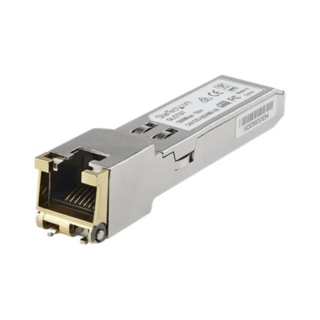 StarTech.com Dell EMC SFP-1G-T Compatible SFP Module, 1000BASE-T, SFP to RJ45 (Copper) Cat6 / Cat5e, 1GE Gigabit Ethernet SFP, RJ-45 (Copper) 100m, 1Gbps Mini GBIC Transceiver SFP Module - Lifetime Warranty (SFP1GTEMCST) - SFP (mini-GBIC) transceiver module (equivalent to: Dell EMC SFP-1G-T) - GigE - 1000Base-T - RJ-45 - up to 100 m - 0