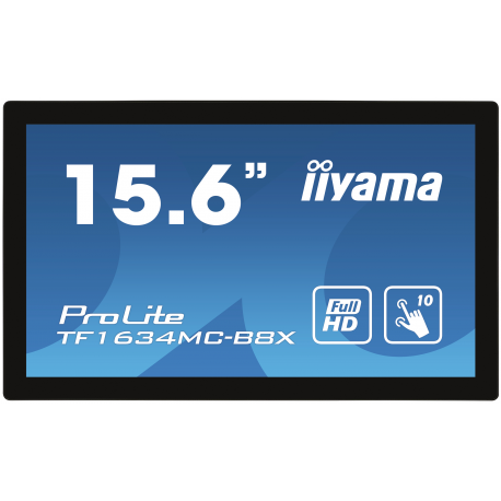 iiyama ProLite TF1634MC-B8X - LED monitor - 15.6" - open frame - touchscreen - 1920 x 1080 Full HD (1080p) @ 60 Hz - IPS - 450 cd / m² - 700:1 - 25 ms - HDMI, VGA, DisplayPort - black, matte - 0