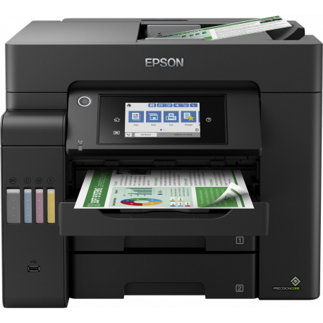 Epson EcoTank L6550 - Multifunction printer - colour - ink-jet - A4 (210 x 297 mm) (original) - A4 / Legal (media) - up to 25 ppm (printing) - 550 sheets - 33.6 Kbps - USB 2.0, Gigabit LAN, USB 2.0 host, Wi-Fi(ac) - black - 0