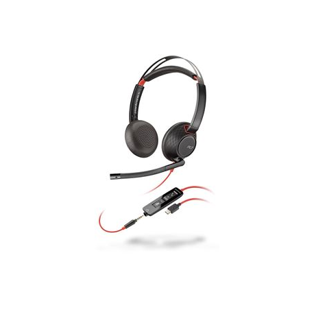 Poly - Plantronics Blackwire 5220 - 5200 Series - headset - on-ear - wired - 3.5 mm jack, USB-C - 0