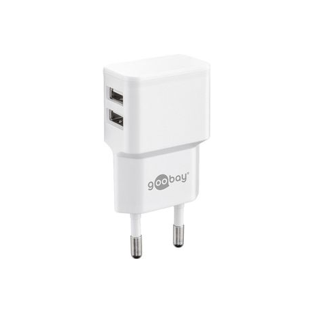 goobay Dual USB charger - Power adapter - 12 Watt - 2.4 A - 2 output connectors (USB) - white - 0