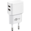 goobay Dual USB charger - Power adapter - 12 Watt - 2.4 A - 2 output connectors (USB) - white