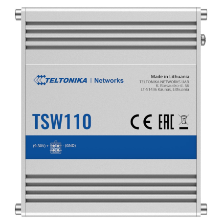 Teltonika TSW100 - Switch - unmanaged - 5 x 10/100/1000 - DIN rail mountable, surface-mountable - Passive PoE - DC power - 2