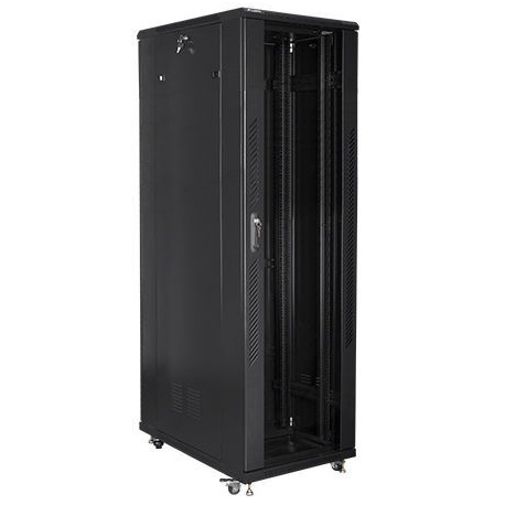 Lanberg - Rack cabinet - with 4 cooling fans - 230 V - black, RAL 9004 - 42U - 19" - 1