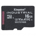 Kingston Industrial - Flash memory card - 16 GB - A1 / Video Class V30 / UHS-I U3 / Class10 - microSDHC UHS-I