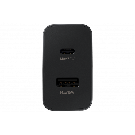 Samsung EP-TA220 - Power adapter - 35 Watt - SFC (USB, USB-C) - black - for Galaxy A20, A50, A70, A8s, M30, M40, Note10, S20, S20 5G, S20+ 5G, Z Flip, Z Flip 5G - 1