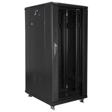Lanberg - Rack - cabinet - with 2 cooling fans - 230 V - black, RAL 9004 - 27U - 19" - 2