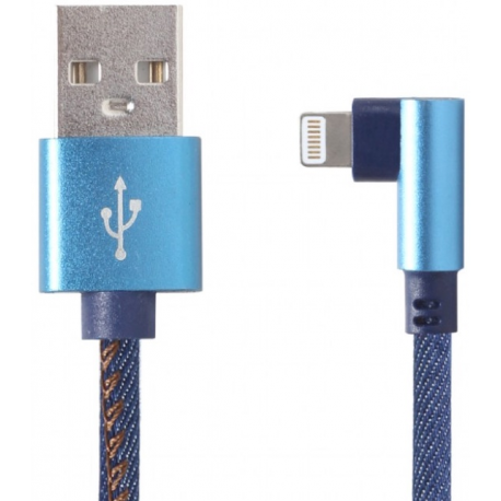 Cablexpert Premium denim - Lightning cable - USB male to Lightning male angled - 1 m - blue - 0