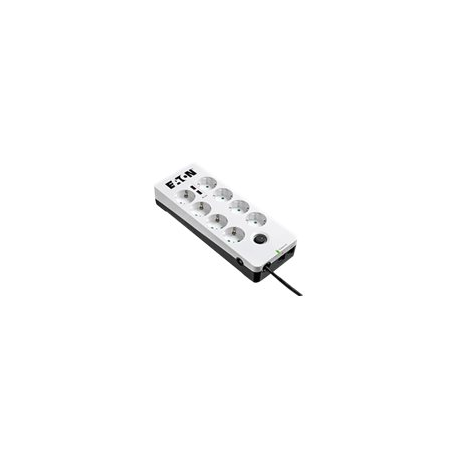 Eaton Protection Box 8 USB Tel@ Din - Surge protector - AC 220-250 V - 2500 Watt - output connectors: 8 - white - 3