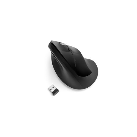 Kensington Pro Fit Ergo Vertical Wireless Mouse - Vertical mouse - ergonomic - right-handed - 6 buttons - wireless - 2.4 GHz - USB wireless receiver - black - 15