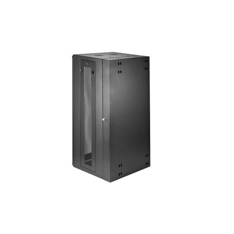 StarTech.com 26U 19" Wall Mount Network Cabinet, 16" Deep Hinged Locking IT Network Switch Depth Enclosure, Assembled Vented Computer Equipment Data Rack with Shelf & Flexible Side Panels - 26U Vented Cabinet (RK2620WALHM) - Rack enclosure cabinet - wall mountable - black - 26U - 4