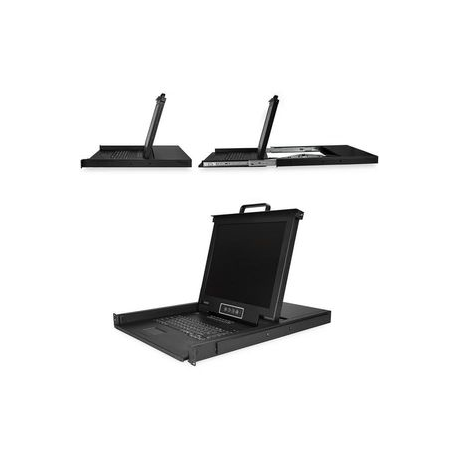 StarTech.com 16 Port Rackmount KVM Console w / Cables - Integrated KVM Switch w / 17" LCD - 1U LCD KVM Drawer 50000 MTBF - USB + VGA Support (RKCONS1716K) - KVM console with KVM switch - 16 ports - PS / 2, USB - 17" - rack-mountable - 1280 x 1024 @ 60 Hz - 250 cd / m² - 1000:1 - 5 ms - VGA - black - 1U - 1