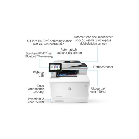 HP Color LaserJet Pro MFP M479fnw - Multifunction printer - colour - laser - Legal (216 x 356 mm) (original) - A4 / Legal (media) - up to 27 ppm (copying) - up to 27 ppm (printing) - 300 sheets - 33.6 Kbps - USB 2.0, LAN, Wi-Fi(n), USB host - 16
