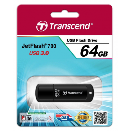 Transcend JetFlash 700 - USB flash drive - 128 GB - USB 3.0 - black - 3