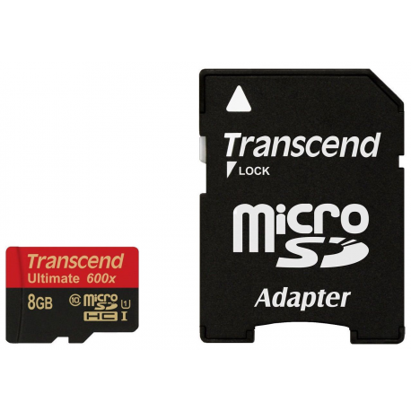 Transcend Ultimate - Flash memory card (microSDHC to SD adapter included) - 8 GB - UHS Class 1 / Class10 - 600x - microSDHC UHS-I - 3