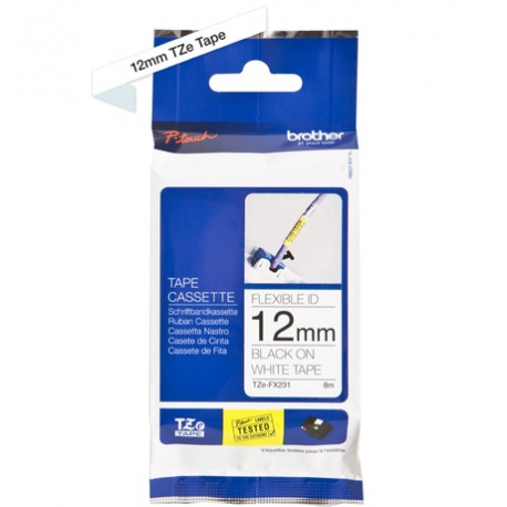 Brother TZe-FX241 - Adhesive - black on white - Roll (1.8 cm x 8 m) 1 cassette(s) flexible ID tape - for Brother PT-D600; P-Touch PT-1880, D450, D800, E550, E800, P900, P950; P-Touch EDGE PT-P750 - 1
