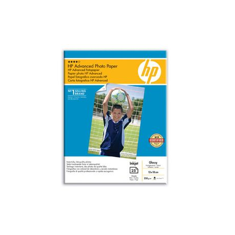 HP Advanced Glossy Photo Paper - Glossy - 130 x 180 mm 25 sheet(s) photo paper - for ENVY 50XX, 76XX; ENVY Inspire 7920; Officejet 52XX, 80XX; Photosmart B110, Wireless B110 - 3