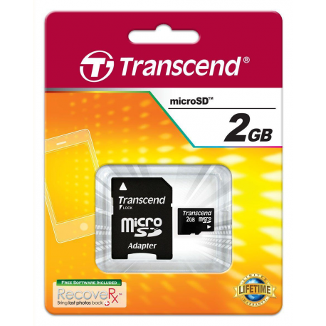 Transcend - Flash memory card (SD adapter included) - 2 GB - microSD - 2