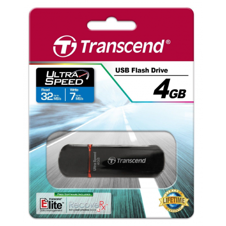 Transcend JetFlash 600 - USB flash drive - 4 GB - USB 2.0 - red - 5