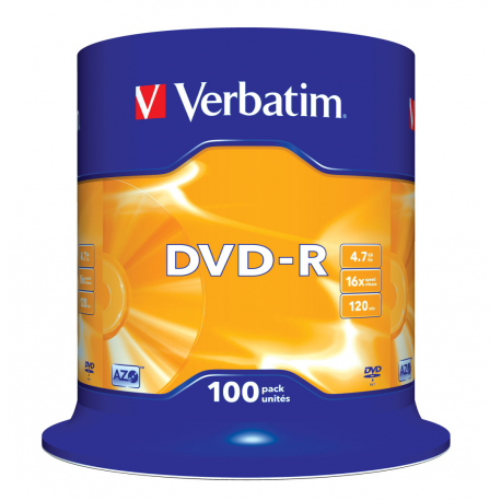 Verbatim - 100 x DVD-R - 4.7 GB 16x - matt silver - spindle - 2