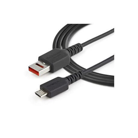 StarTech.com 3ft (1m) Secure Charging Cable, USB-A to Micro USB Data Blocker Charge-Only Cable, Power-Only Charger Cable for Phone / Tablet, Data Blocking USB Protector Adapter Cable, TPE - 5V at 2.4A (12W max) (USBSCHAU1M) - USB cable - USB (power only) (M) to Micro-USB Type B (power only) (M) - 5 V - 2.4 A - 100 cm - molded, passive - black - 2