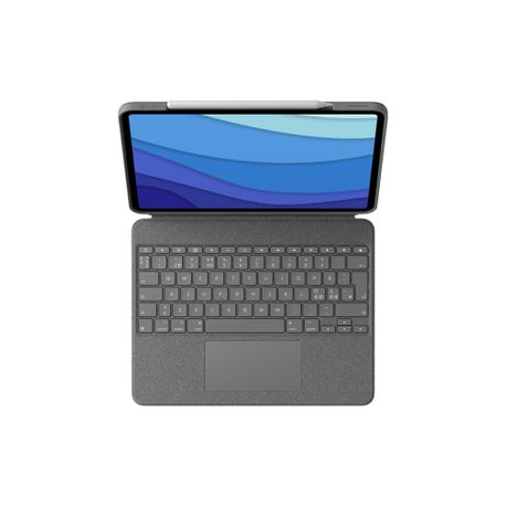 Logitech Combo Touch - Keyboard and folio case - with trackpad - backlit - Apple Smart connector - QWERTY - Pan Nordic - oxford grey - for Apple 12.9-inch iPad Pro (5th generation) - 0