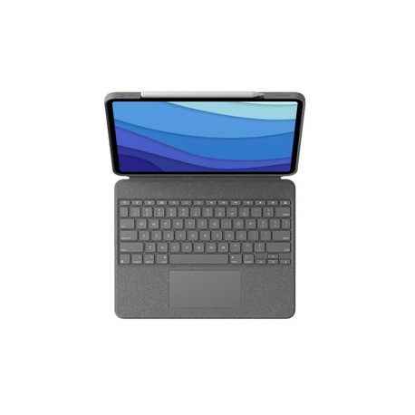 Logitech Combo Touch - Keyboard and folio case - with trackpad - backlit - Apple Smart connector - QWERTY - Pan Nordic - oxford grey - for Apple 12.9-inch iPad Pro (5th generation) - 2