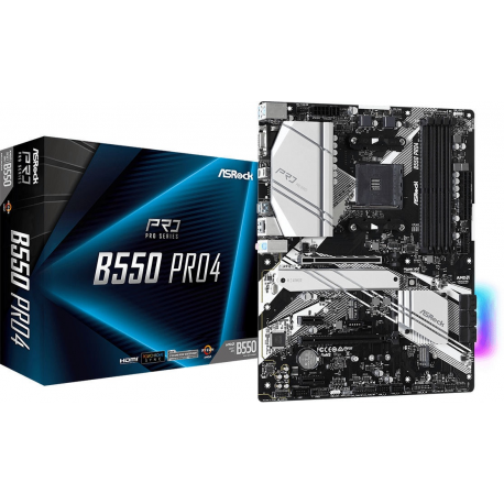 ASRock B550 Pro4 - Motherboard - ATX - Socket AM4 - AMD B550 Chipset - USB-C Gen2, USB 3.2 Gen 1, USB 3.2 Gen 2 - Gigabit LAN - onboard graphics (CPU required) - HD Audio (8-channel) - 4