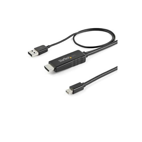 StarTech.com 3ft (1m) HDMI to Mini DisplayPort Cable 4K 30Hz, Active HDMI to mDP Adapter Converter Cable with Audio, USB Powered, Mac & Windows, HDMI Male to mDP Male Video Adapter Cable - HDMI to mDP Converter (HD2MDPMM1M) - Video  /  audio cable - HDMI, USB (power only) male to Mini DisplayPort male - 1 m - black - 4K support - 0