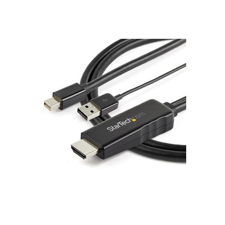 StarTech.com 3ft (1m) HDMI to Mini DisplayPort Cable 4K 30Hz, Active HDMI to mDP Adapter Converter Cable with Audio, USB Powered, Mac & Windows, HDMI Male to mDP Male Video Adapter Cable - HDMI to mDP Converter (HD2MDPMM1M) - Video  /  audio cable - HDMI, USB (power only) male to Mini DisplayPort male - 1 m - black - 4K support - 4