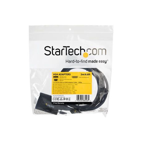 StarTech.com 2m VGA to HDMI Converter Cable with USB Audio Support & Power, Analog to Digital Video Adapter Cable to connect a VGA PC to HDMI Display, 1080p Male to Male Monitor Cable - Supports Wide Displays (VGA2HDMM2M) - Video interface converter - USB, HD-15 (VGA) (M) to HDMI (M) - 2 m - black - active, 1080p support, USB power + audio - 6