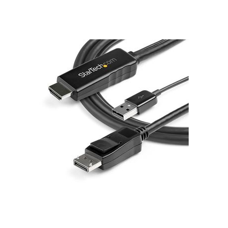 StarTech.com 3m HDMI to DisplayPort Adapter Cable with USB Power - 4K 30Hz Active HDMI to DP 1.2 Converter (HD2DPMM3M) - Video cable - HDMI, USB (power only) (M) to DisplayPort (M) - 3 m - black - 4K support, active - 5