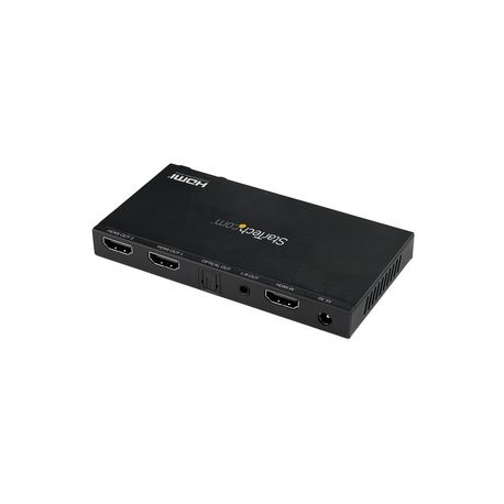 StarTech.com 2-Port HDMI Splitter (1x2), 4K 60Hz UHD HDMI 2.0 Audio Video Splitter w / Scaler & Audio Extractor (3.5mm / SPDIF), Dual HDMI Splitter (1-In 2-Out), EDID Copy, TV / Projector - Supports HDCP 2.2 (ST122HD20S) - Video / audio splitter - 2 x HDMI - desktop - 1