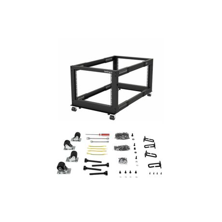 StarTech.com 8U 19" Open Frame Server Rack, 4 Post Adjustable Depth 23-41" Mobile, Free Standing Rolling Network / Computer Equipment Data Rack, Dell PowerEdge, HP ProLiant ThinkServer - Adjustable Server Rack (4POSTRACK8U) - Rack open frame - 4-post - floor-standing - black - 8U - 5