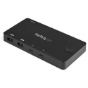 StarTech.com 2 Port USB C KVM Switch, 4K 60Hz HDMI, Compact Dual Port UHD USB Type C Desktop Mini KVM Switch with USB C Cables, Bus Powered, MacBook iPad Pro ThinkPad IdeaPad EliteBook - 4K HDMI KVM Switch (SV211HDUC) - KVM / audio switch - 2 x KVM / audio - desktop