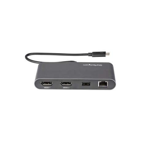 StarTech.com Thunderbolt 3 Mini Dock - Portable Dual Monitor w / DP 4K 60Hz - 2X USB-A Hub (3.2 / 2.0), GbE - 28cm Cable - TB3 Multiport Adapter - Mac / Windows - Upgraded Version of TB3DKM2DP (TB3DKMDPL) - Docking station - Thunderbolt 3 - 2 x DP - GigE - 5