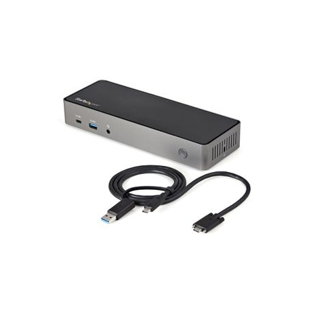 StarTech.com USB-C & USB-A Dock, Hybrid Universal Triple Monitor Laptop Docking Station w/ DisplayPort & HDMI 4K 60Hz, 85W Power Delivery, 6x USB Hub, Ethernet, Audio, USB 3.1 Gen 2 10Gbps - Multi-Monitor Dock (DK31C3HDPDUE) - Docking station - USB-C - 3 x HDMI, 3 x DP - GigE - 85 Watt - 0