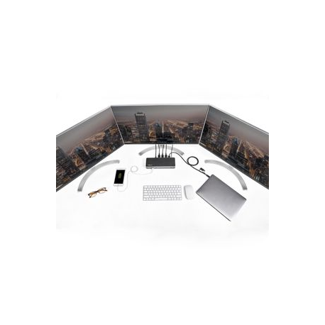 StarTech.com USB-C & USB-A Dock, Hybrid Universal Triple Monitor Laptop Docking Station w/ DisplayPort & HDMI 4K 60Hz, 85W Power Delivery, 6x USB Hub, Ethernet, Audio, USB 3.1 Gen 2 10Gbps - Multi-Monitor Dock (DK31C3HDPDUE) - Docking station - USB-C - 3 x HDMI, 3 x DP - GigE - 85 Watt - 15