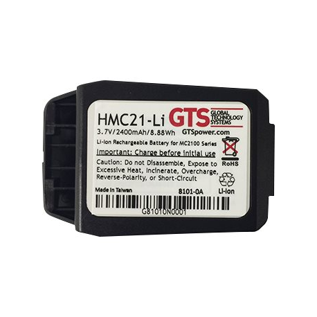 GTS HMC21-Li - Handheld battery (equivalent to: Zebra BTRY-MC21EAB0E, Zebra 82-150612-01) - Lithium Ion - 2400 mAh - 8.88 Wh - for Zebra MC2100, MC2180 - 0