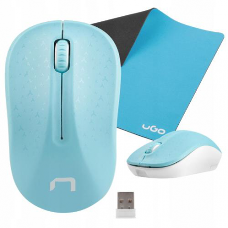 Natec Toucan - Mouse - optical - 3 buttons - wireless - 2.4 GHz - USB wireless receiver - white, blue - 4