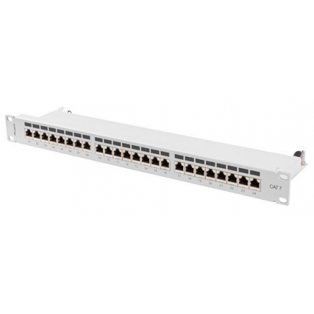 Lanberg PPS7-1024-S - Patch panel - rack mountable - CAT 7 - STP - RJ-45 X 24 - grey, RAL 7035 - 1U - 19" - 1
