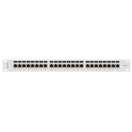 Lanberg PPS7-1024-S - Patch panel - rack mountable - CAT 7 - STP - RJ-45 X 24 - grey, RAL 7035 - 1U - 19" - 2