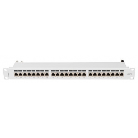 Lanberg PPS7-1024-S - Patch panel - rack mountable - CAT 7 - STP - RJ-45 X 24 - grey, RAL 7035 - 1U - 19" - 3
